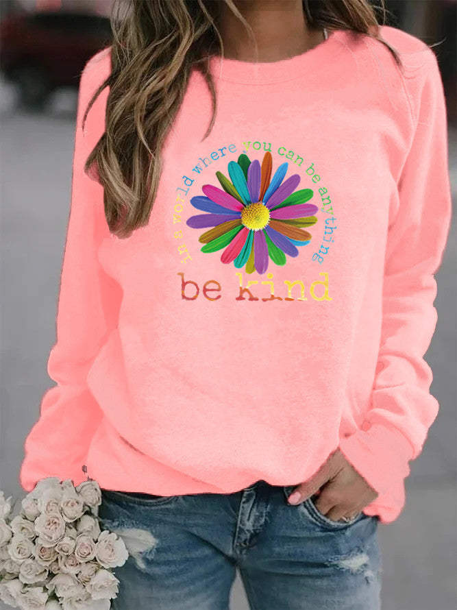 Kvinders sweatshirt med farverigt motiverende blomsterdesign og blødt indre Stilla