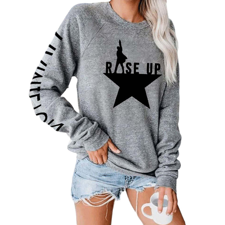 Dame sweatshirt med iøjefaldende grafisk tryk og afslappet snit Stilla