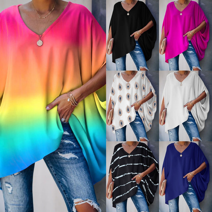 Damer afslappet oversized T-shirt med V-hals og bred pasform Stilla