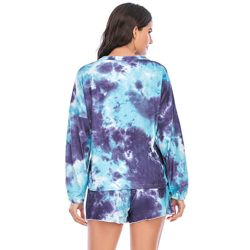 Dame loungewear sæt med afslappet tie-dye mønster Stilla
