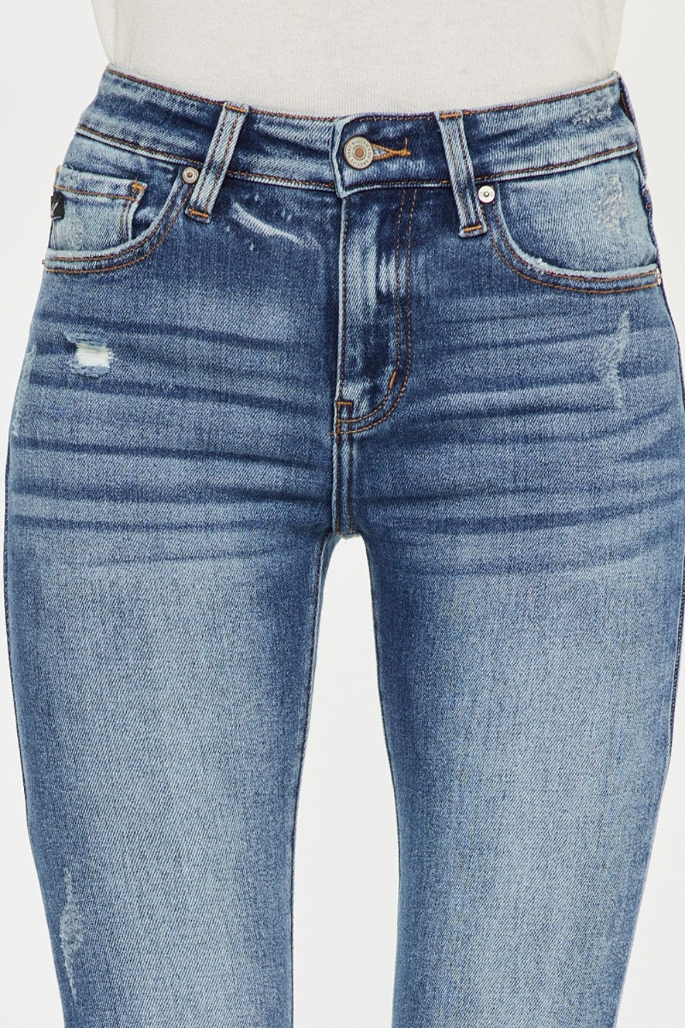 Stilla | Høj Talje Distressed Raw Hem Ankel Skinny Jeans