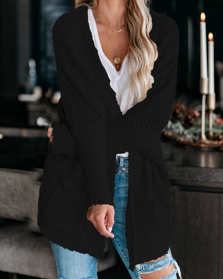 Damers hyggelige cardigan med åben skæring og store lommer Stilla