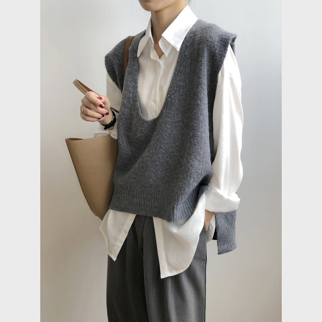 Dame komfortabel V-hals strikpullover Stilla