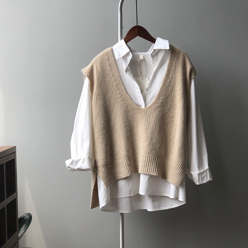 Dame komfortabel V-hals strikpullover Stilla