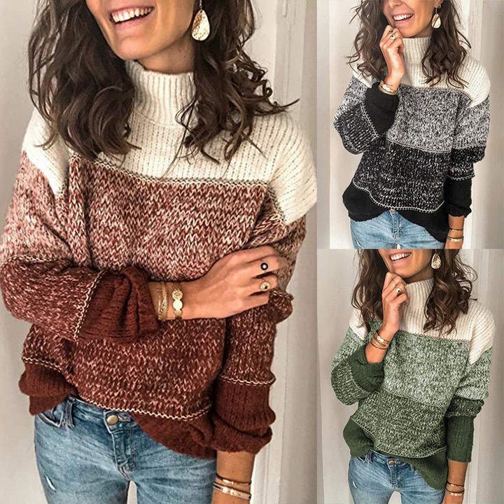 Kvinders hyggelige turtleneck sweater i struktureret strikdesign Stilla