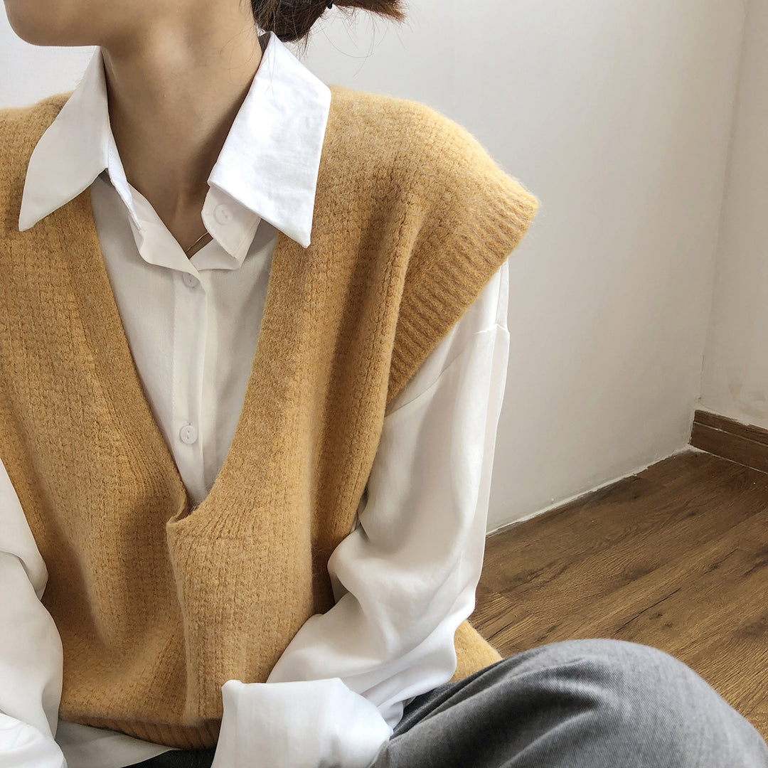 Dame komfortabel V-hals strikpullover Stilla