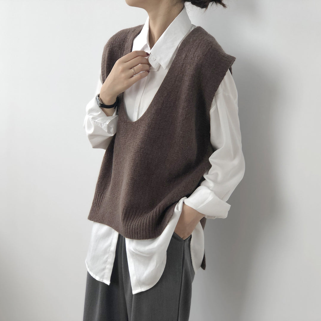 Dame komfortabel V-hals strikpullover Stilla