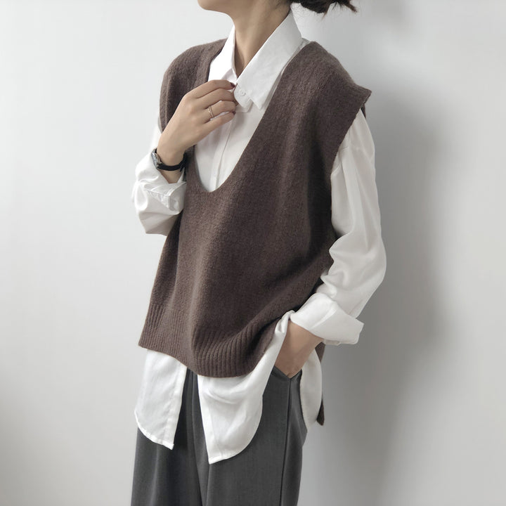 Dame komfortabel V-hals strikpullover Stilla
