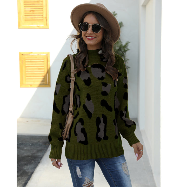 Damer fashionable sweater i trendy dyreprint design med høj krave Stilla