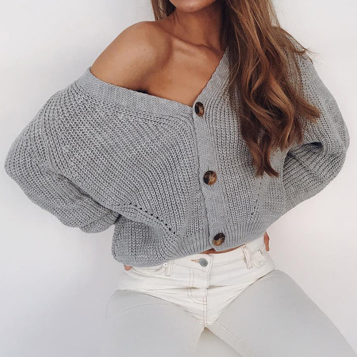 Kvinders moderigtige chunky strik cardigan med knapdetaljer og løs pasform Stilla