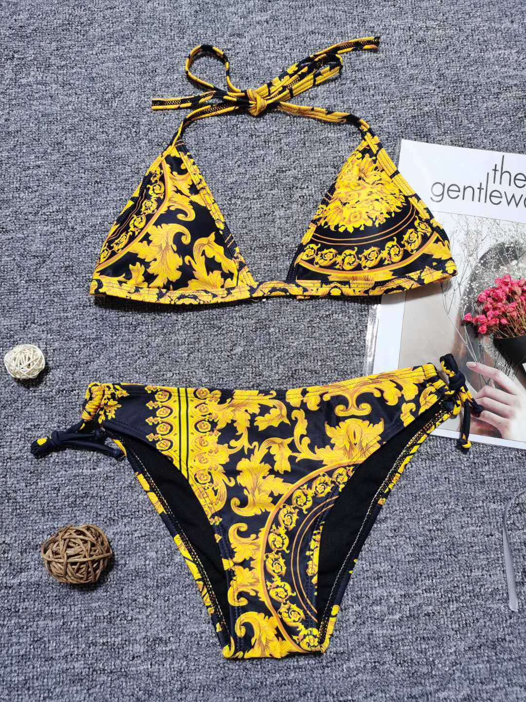 Dame Triangle Bikini Sæt med justerbare bånd Stilla1750243950