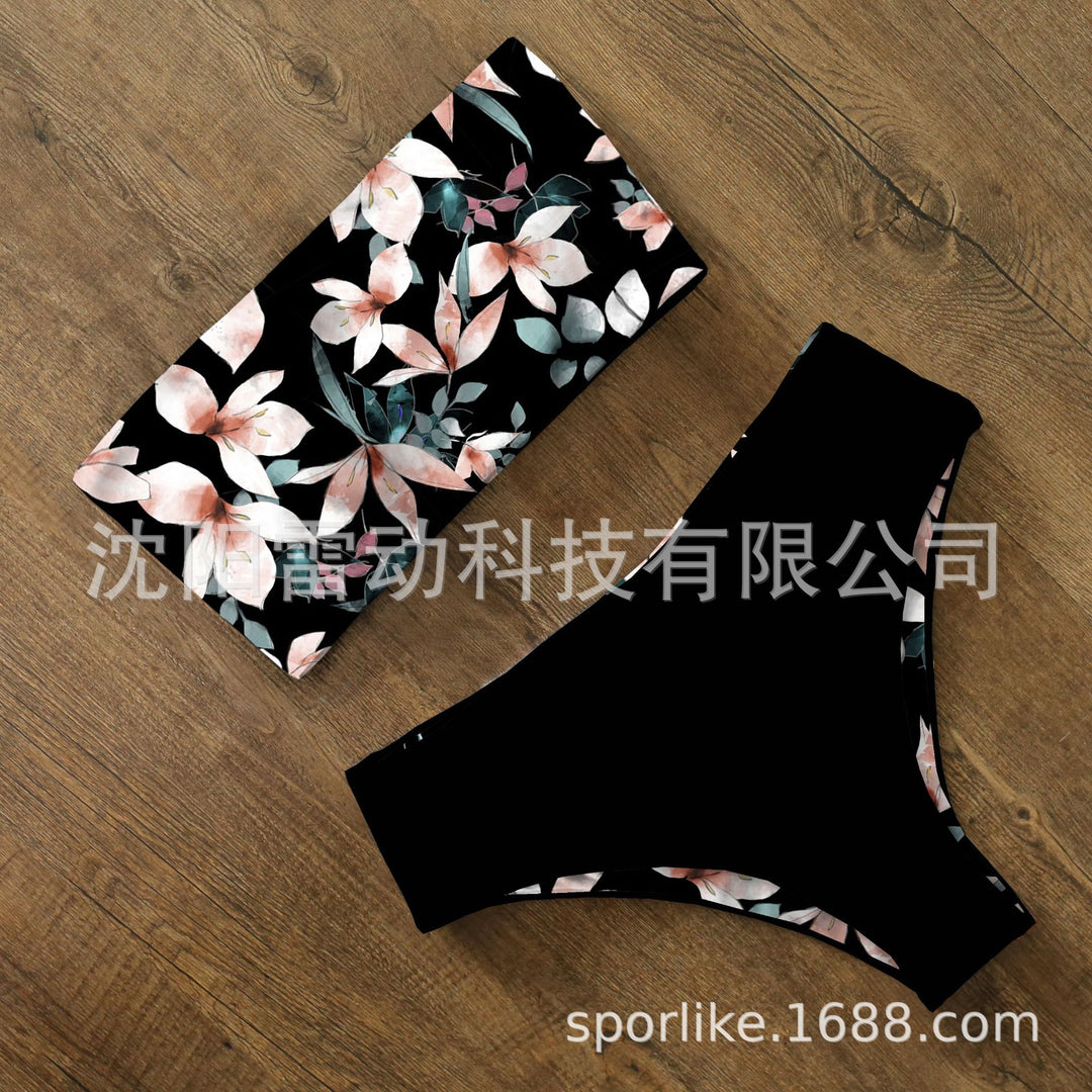 Dame bikini sæt med blomstret design og høj talje Stilla