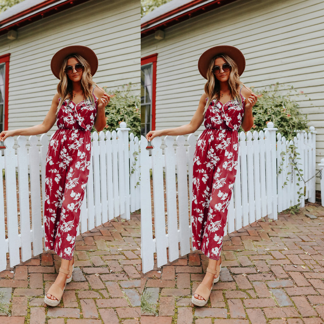 Dame Luftigt Jumpsuit med blomstret design og elastisk bånd Stiila