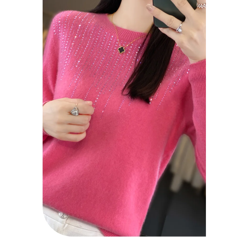 Stilla | Dame sweater i strik med glitrende detaljer