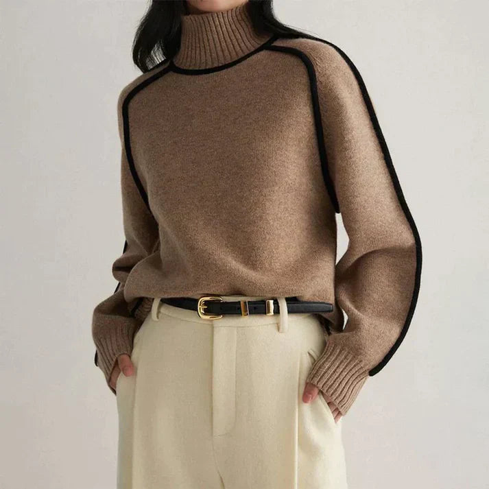 Stilla | Rullekravesweater i Brun