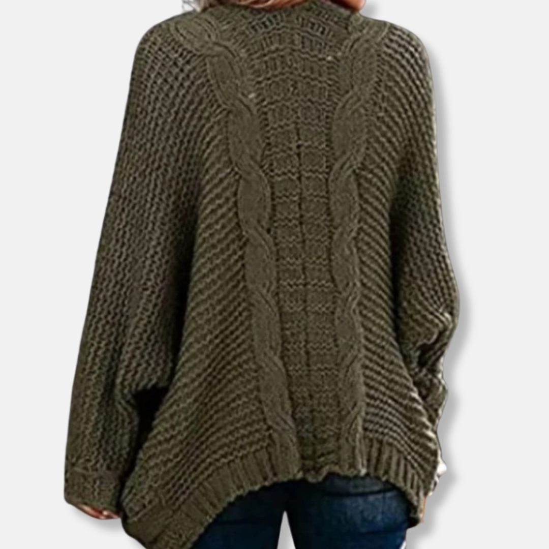 Stilla | Uld Oversized Cardigan Ribbede Åben Frontlommer Cardigan