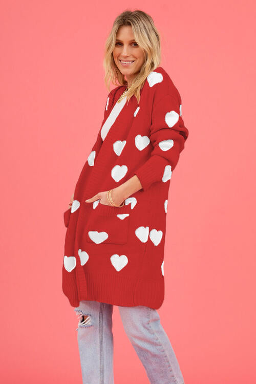 Stilla | Grafisk Åben Front Cardigan Med Lommer