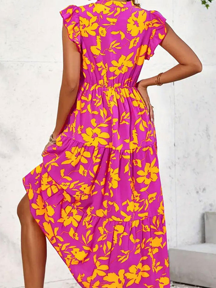 Stilla | Printed Cap Sleeve Midi Kjole