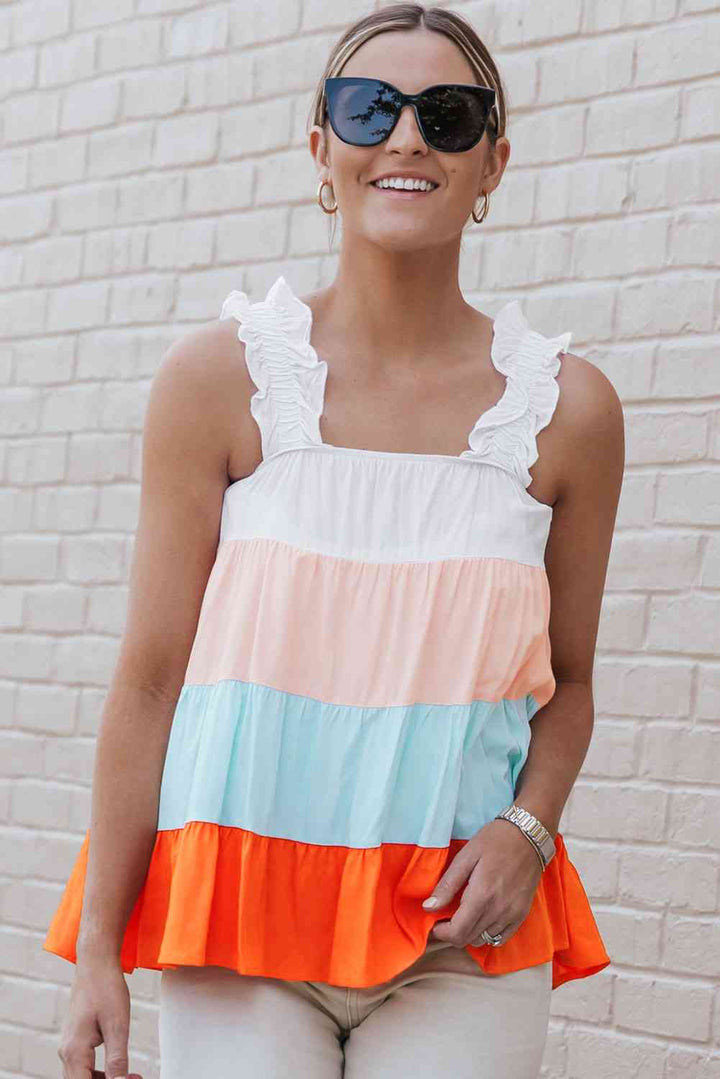 Stilla | Farveblok Ruffle Strop Tank