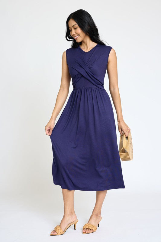 Stilla | Cross-over Bodice Midi Kjole