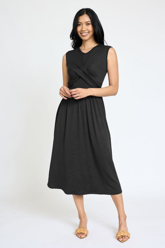 Stilla | Cross-over Bodice Midi Kjole
