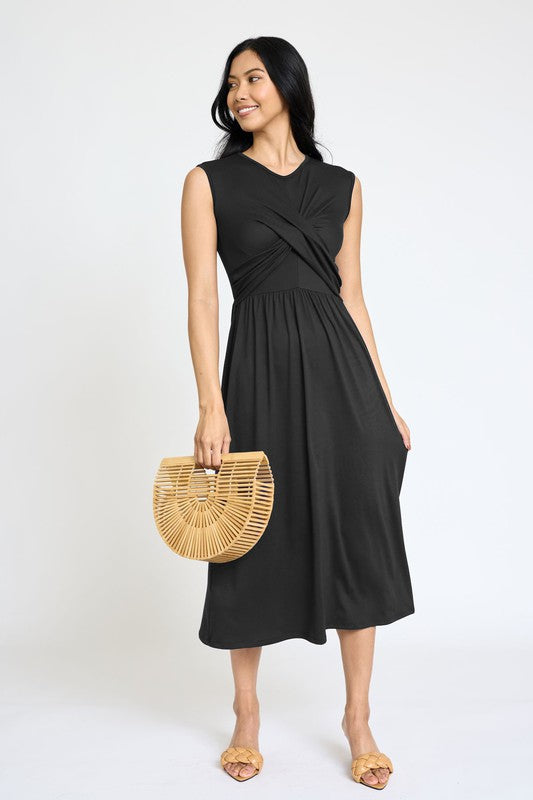Stilla | Cross-over Bodice Midi Kjole
