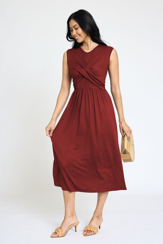 Stilla | Cross-over Bodice Midi Kjole
