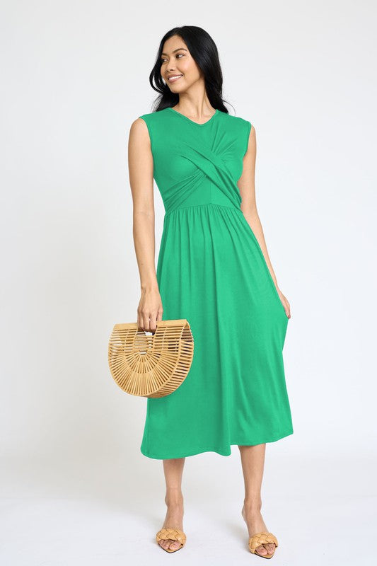 Stilla | Cross-over Bodice Midi Kjole