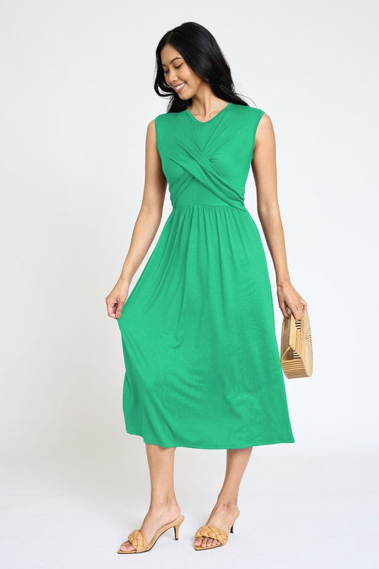 Stilla | Cross-over Bodice Midi Kjole