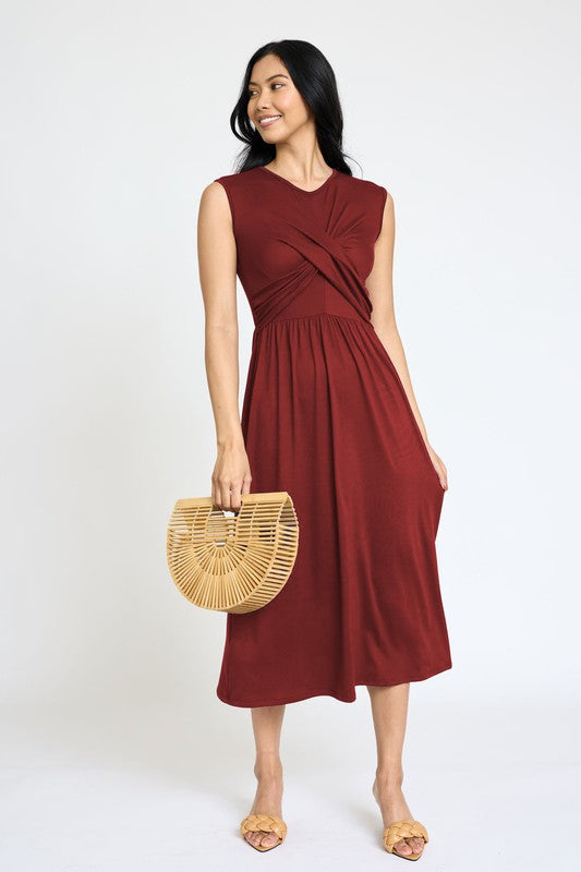 Stilla | Cross-over Bodice Midi Kjole