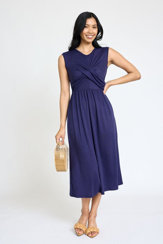 Stilla | Cross-over Bodice Midi Kjole