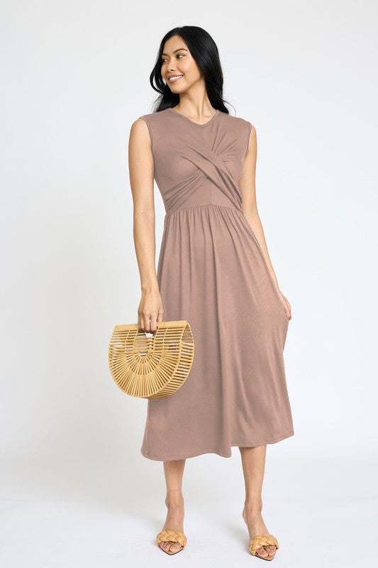 Stilla | Cross-over Bodice Midi Kjole