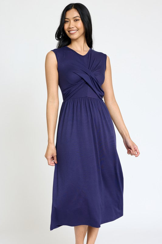 Stilla | Cross-over Bodice Midi Kjole