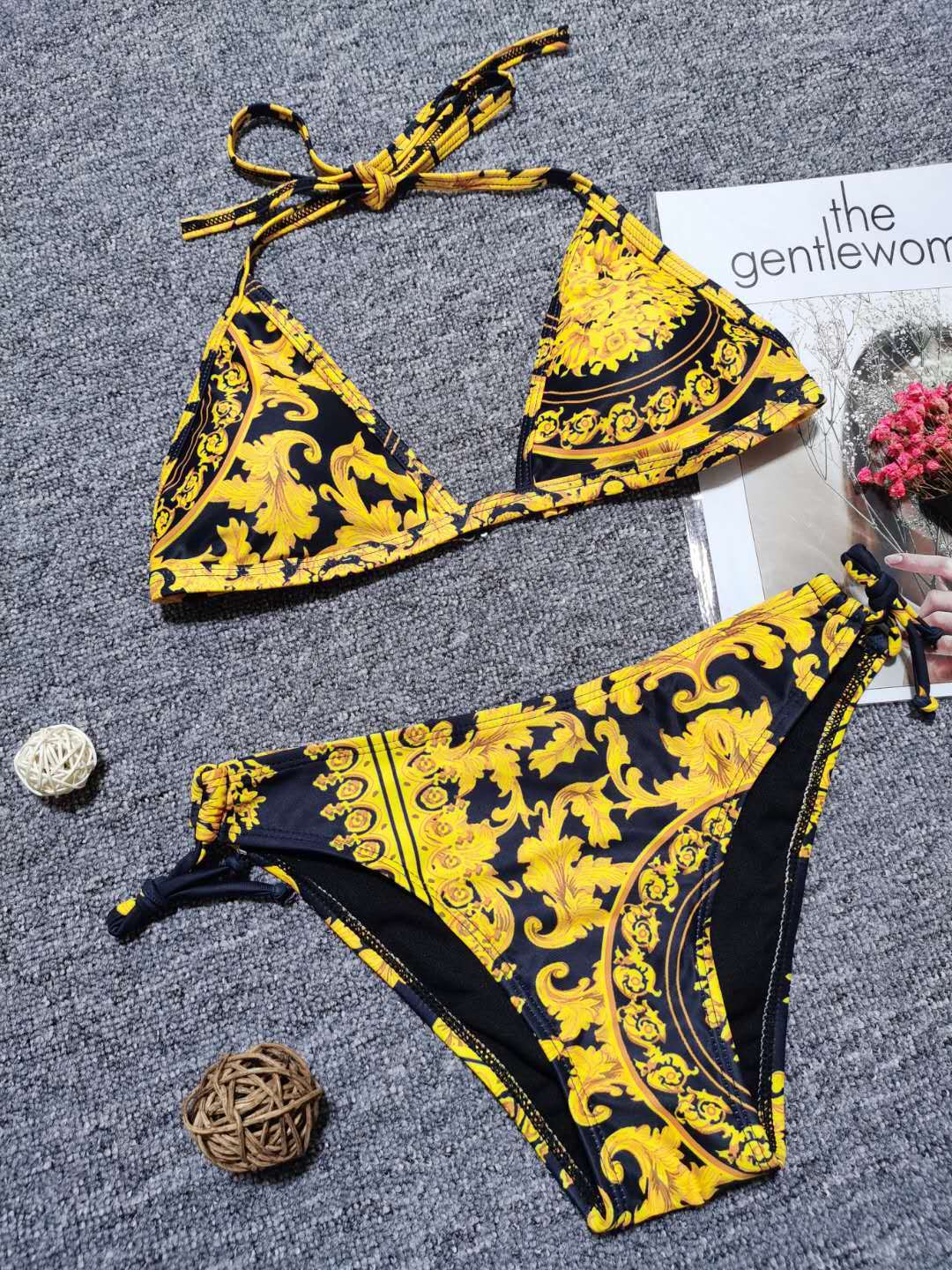 Dame Triangle Bikini Sæt med justerbare bånd Stilla1750243950