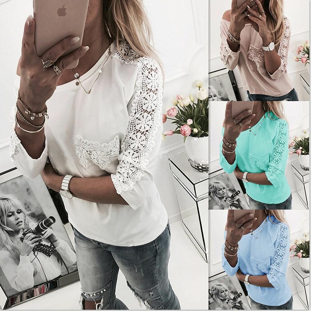 Kvinders off-shoulder top med blonderekoration og løs pasform Stilla