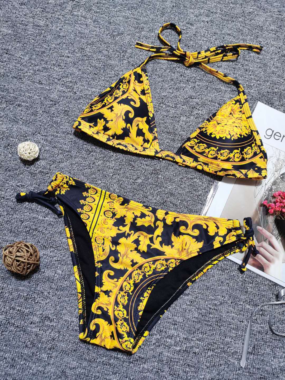 Dame Triangle Bikini Sæt med justerbare bånd Stilla1750243950