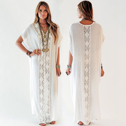 Dame Kaftan Kjole med elegante Hækledetaljer Stilla