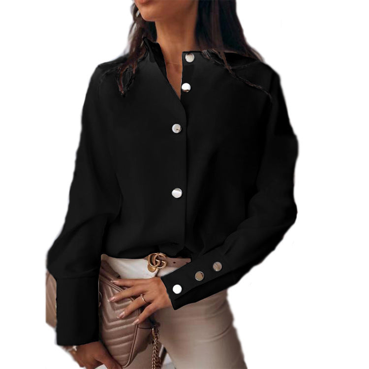 Damers elegante bluse med moderne trykknapper og afslappet pasform Stilla
