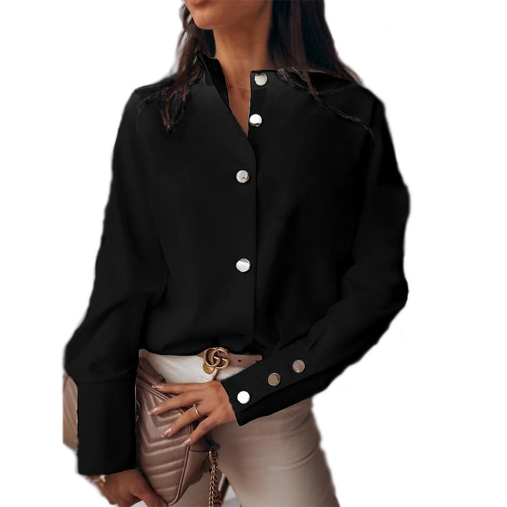 Damers elegante bluse med moderne trykknapper og afslappet pasform Stilla