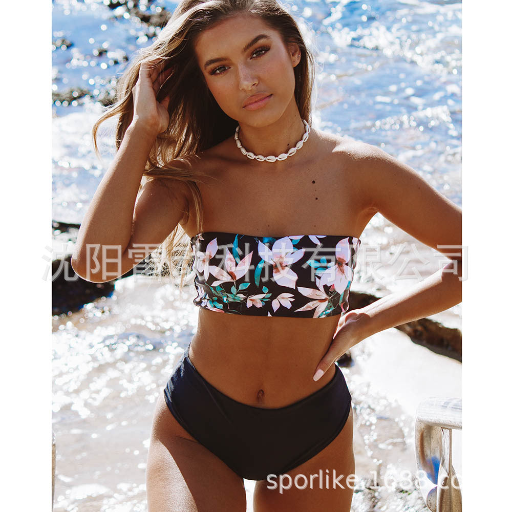 Dame bikini sæt med blomstret design og høj talje Stilla