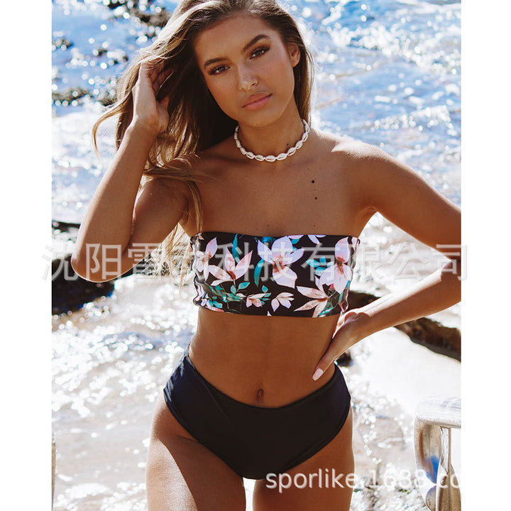 Dame bikini sæt med blomstret design og høj talje Stilla