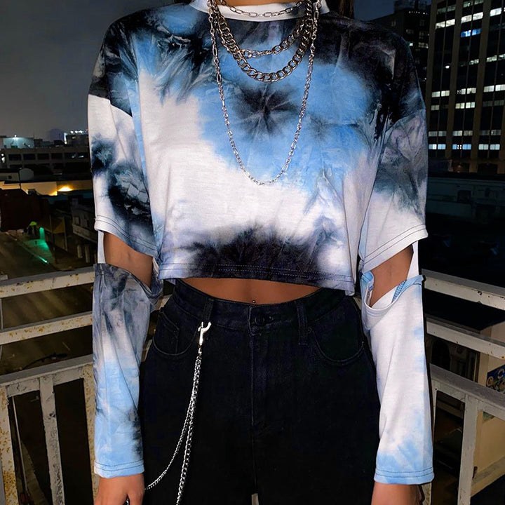 Dame Cropped Langærmet med Cut-Out ærmer Stilla