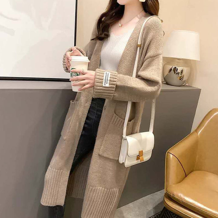 Femme Cozy Åben Front-Cardigan med Lommer Stilla