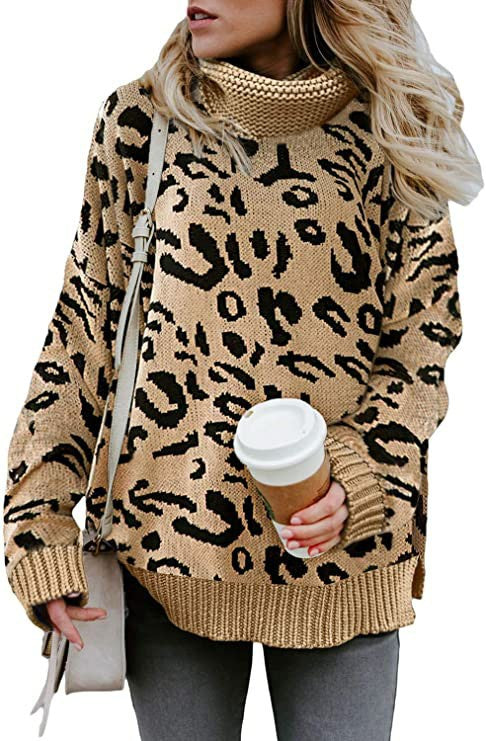 Dame fashion sweater med leopardmønster Stilla