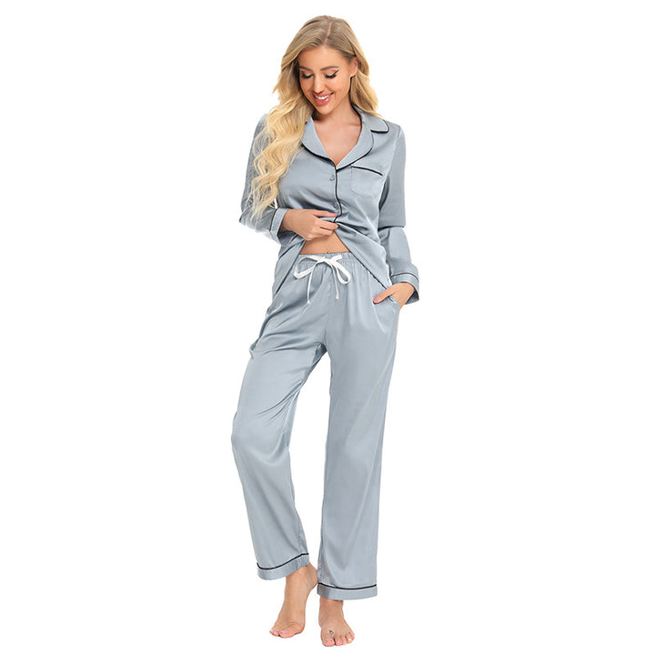 Dame Pyjamasæt med klassisk knaplukning og elastisk talje Stilla