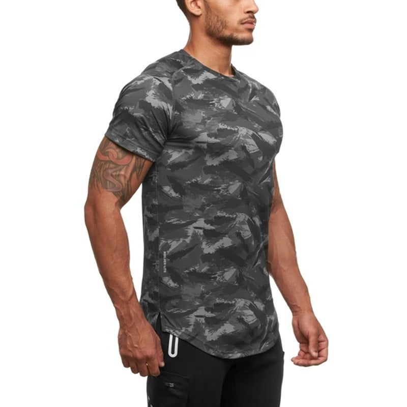 Herrer Sport T-shirt lavet af åndbart funktionsmateriale med moderne camouflage-design Stilla