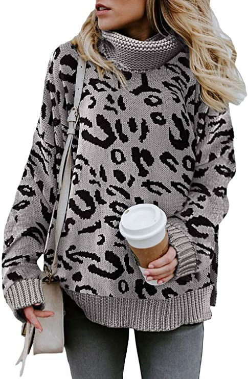 Dame fashion sweater med leopardmønster Stilla
