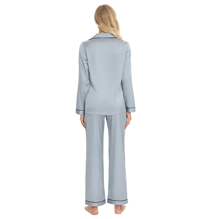 Dame Pyjamasæt med klassisk knaplukning og elastisk talje Stilla