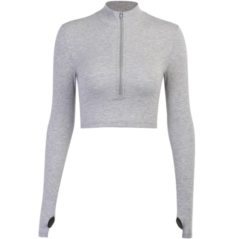 Dame Ribbetrøje Zip-Up Bodycon Top Stilla