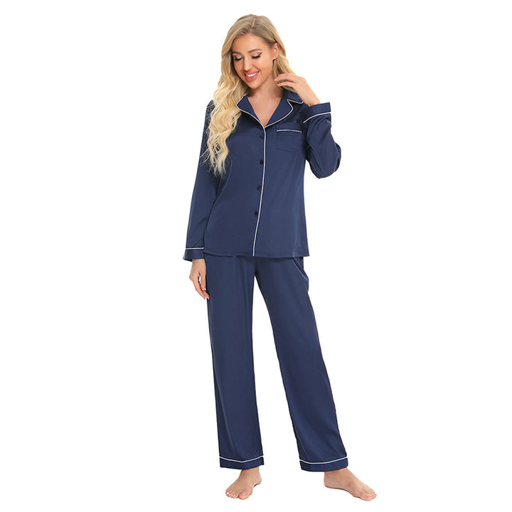 Dame Pyjamasæt med klassisk knaplukning og elastisk talje Stilla